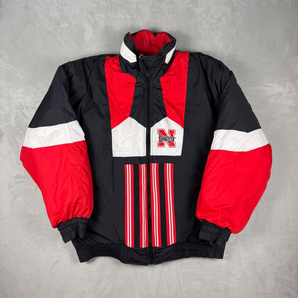 90s Mens Pro Layer Nebraska Huskers Reversible Puffer Jacket Small